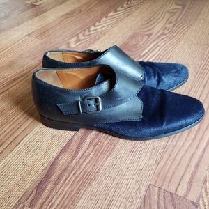 Madewell Navy Blue Calf Hair Monk Strap Shoes
